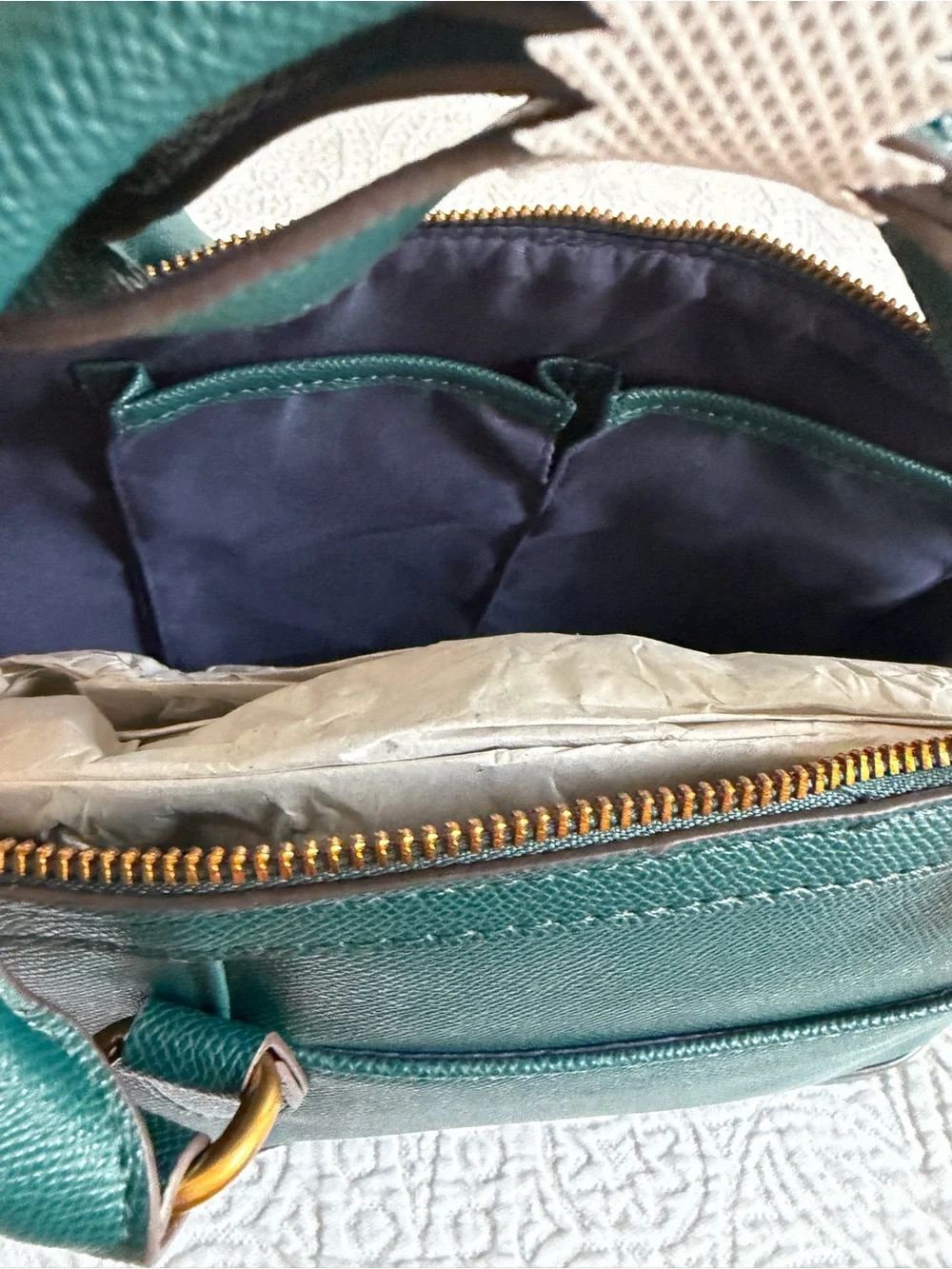 NWT The Rosetti Ava Dome Satchel in Dark Teal with Gold Hardware